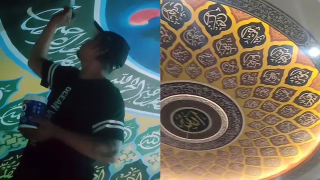 Pria di Gresik berprofesi jadi pelukis kaligrafi masjid
