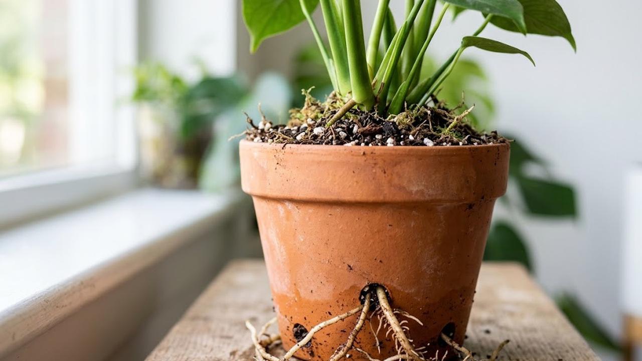 Cara Mengatasi Tanaman Dalam pot yang Akarnya Keluar dari Lubang Bawah, Tanaman Tetap Sehat