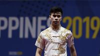 Atlet wushu Indonesia, Edgar Xavier, beraksi pada SEA Games 2019 cabang wushu nomor Taoulu Chanquan di World Trade Center, Manila, Minggu (1/12). Mendapat nilai 9,59, dirinya gagal meraih medali. (Bola.com/M Iqbal Ichsan)