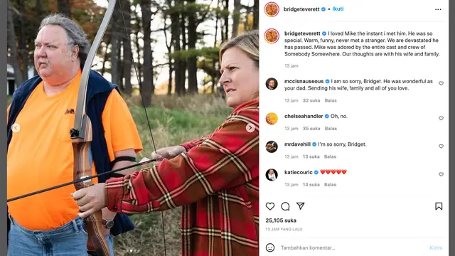 Unggahan aktris Bridget Everett terkait Mike Hagerty meninggal dunia. (Foto: Dok. Instagram terverifikasi @bridgeteverett)
