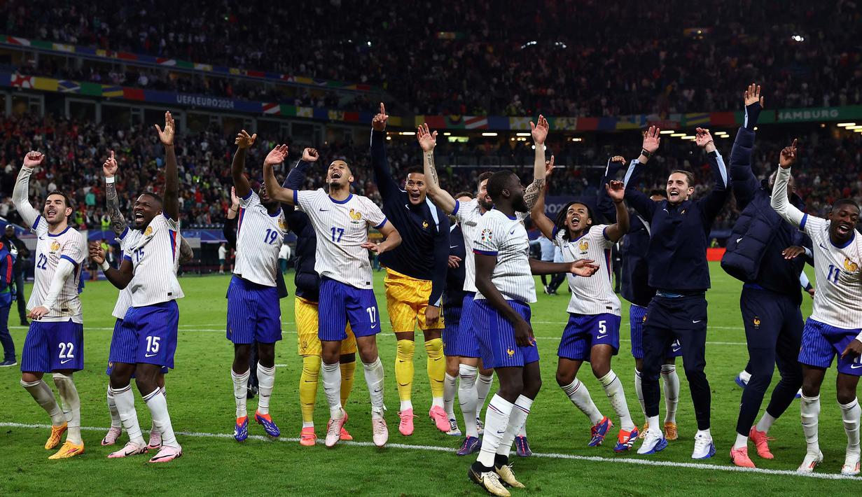 Di semifinal Euro 2024, Prancis akan menantang Spanyol yang sebelumnya berhasil menyingkirkan Jerman. (FRANCK FIFE/AFP)