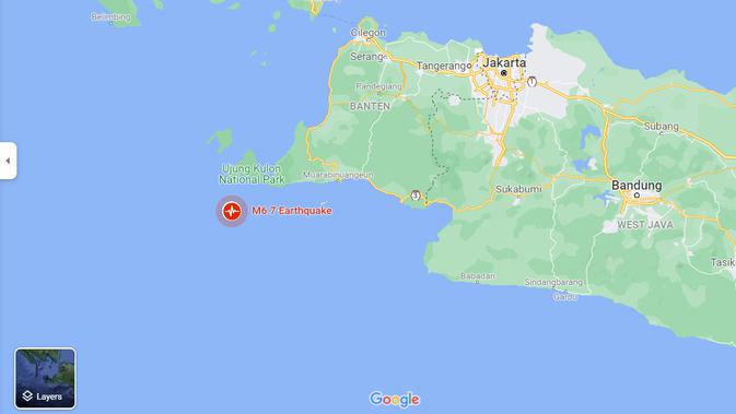 Gempa Banten muncul di Google Maps, Jumat (14/1/2022).