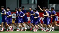 Para pemain Korea Selatan mengikuti sesi latihan di Chivas Verde Valle di Guadalajara, Meksiko, pada 15 Juni 2026, selama turnamen sepak bola Piala Dunia 2026. (Ulises Ruiz/AFP)