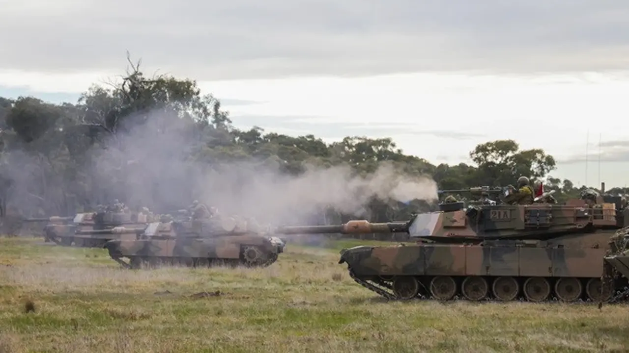 Penampakan tank M1A1 Abrams milik Angkatan Darat Australia pada tanggal 26 Juni 2024.