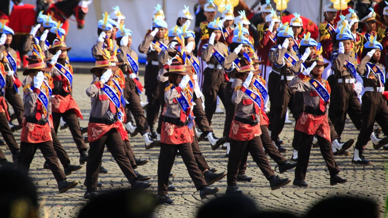 Barisan Polisi Cilik saat Beraksi di HUT Bhayangkara ke-79