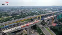 Proyek Kereta Cepat Jakarta-Bandung (KCJB) kembali menuntaskan salah satu pekerjaan struktur layang (elevated) yang merupakan titik kritis pembangunan di area Bekasi. (Dok KCIC)