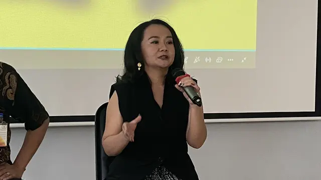 Intan Kieflie dalam konferensi pers dan peluncuran Indonesian Horror Film Festival Melbourne 2026 (IHFFM 2026) di Jakarta, Kamis (17/9/2026). (Liputan6.com/Nola Vemiliana)