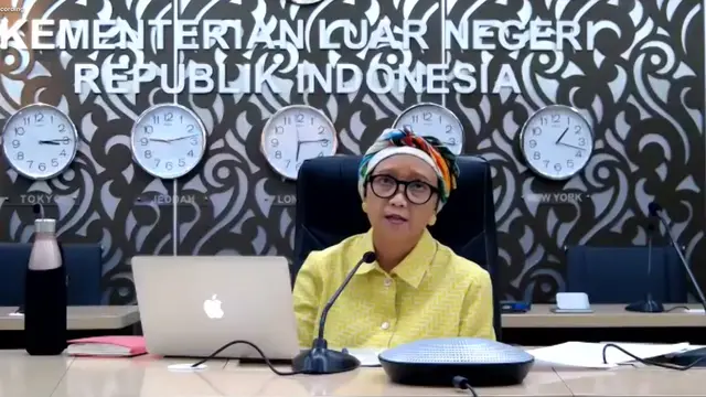 Menteri Luar Negeri Retno Marsudi dalam acara Silaturahome bersama Liputan6.com pada Rabu 27 Mei 2020.