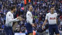 Selebrasi Pemain Tottenham saat mengalahkan Leicester (AP)