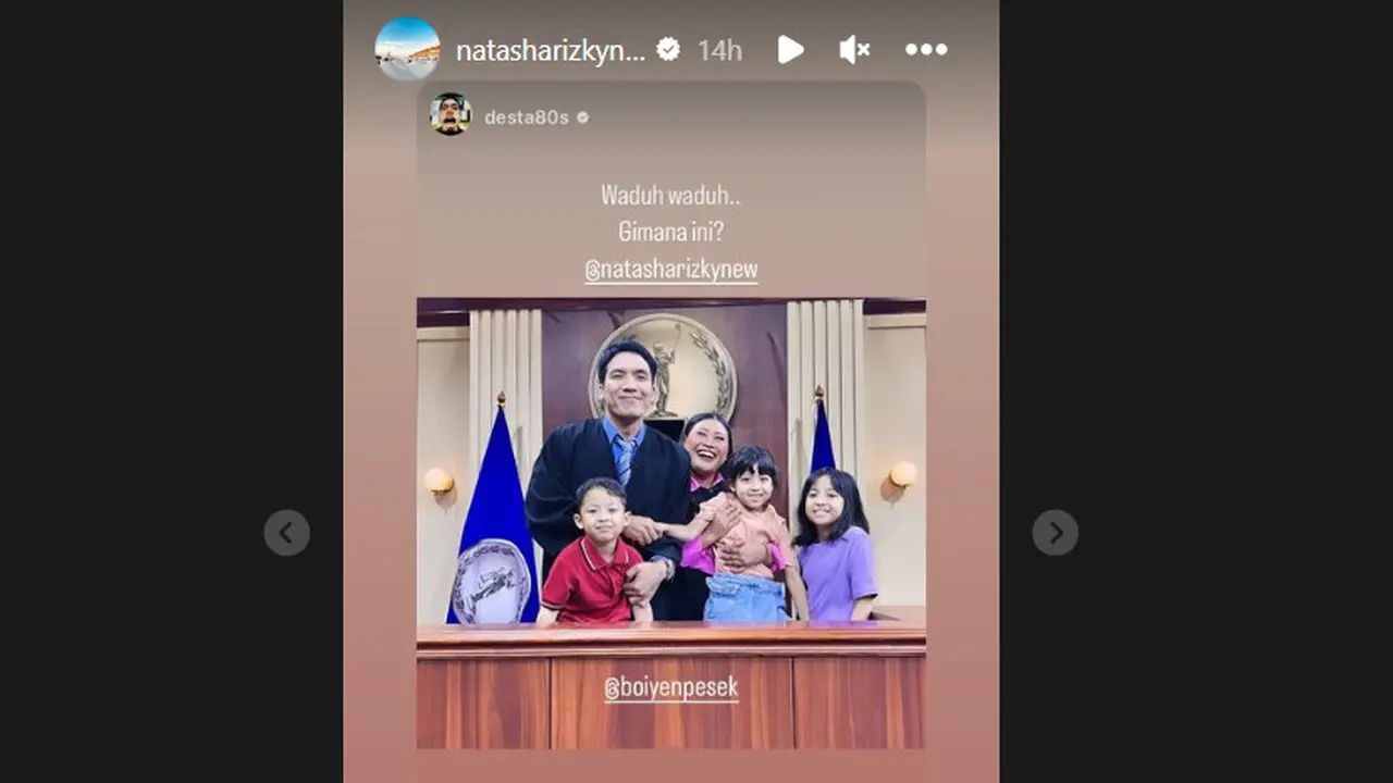 Desta, ketiga anaknya, dan Boiyen