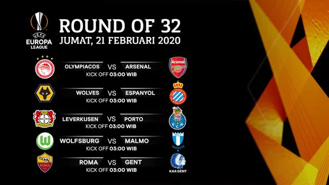 Berita Video Jadwal Lengkap Leg Pertama 32 Besar Liga Europa, Olympiacos Jumpa Arsenal