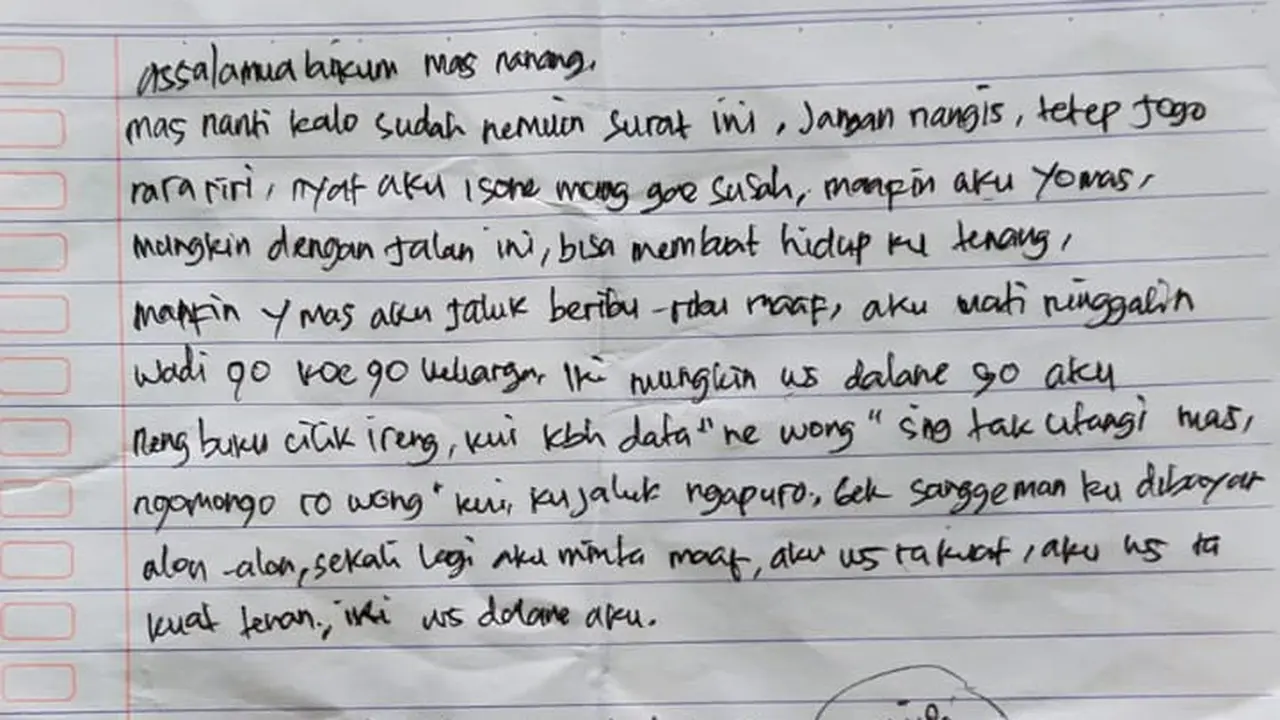 Surat Wasiat Korban Pinjol Sebelum Gantung Diri
