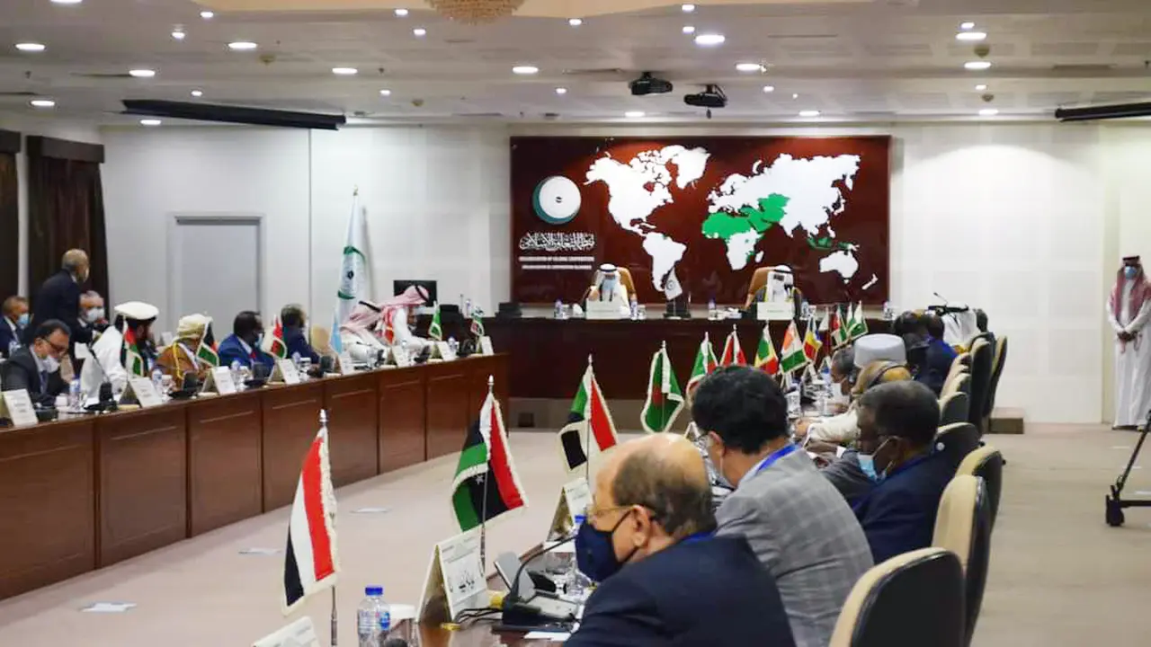 Open-Ended Extraordinary Meeting of the OIC Executive Committee at the Level of Permanent Representatives on the Situation in Afghanistan di Markas OKI Jeddah, 22 Agustus 2021.