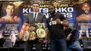 Petinju 38 tahun asal Ukraina yang memegang gelar juara IBF, IBO, WBA, dan WBO ini akan mencoba mempertahankan empat gelarnya tersebut di Madison Square Garden pada 25 April 2015. Foto diambil pada Rabu (4/2/2015). (AFP Photo/Jewel Samad) 