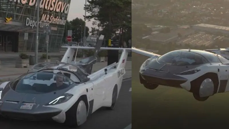 Ilustrasi dari mode mobil (kiri) dan pesawat (kanan). (Klein Vision via BBC)