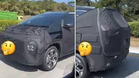 Diduga mobil dengan jubah kamuflase hitam ini adalah Stargazer X yang sedang tes jalan (TikTok/@ratnaku30)