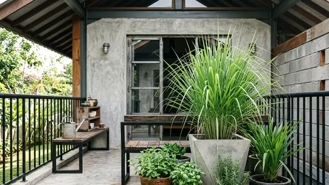 Ide Teras Rumah Minimalis dengan Tanaman Herbal di Pot