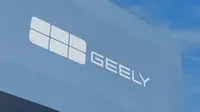 Tampilan logo produsen otomotif asal Tiongkok, Geely. (Liputan6.com / Septian Pamungkas)