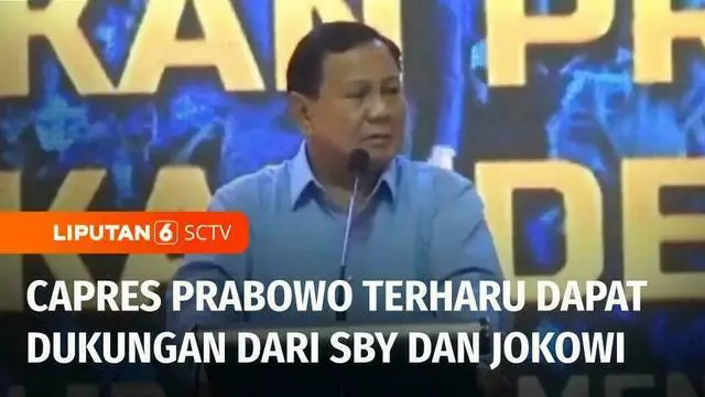 Calon Presiden Prabowo Subianto bangga dan terharu mendapat dukungan dari Susilo Bambang Yudhoyono dan Joko Widodo.