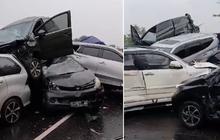 FOTO: Kondisi Mengerikan Kecelakaan Beruntun di Tol Cipularang, Mobil Ringsek dan Bertumpuk
