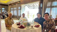 Menteri BUMN Erick Thohir, Menteri Pertahanan Prabowo Subianto, Gubernur Jawa Tengah Ganjar Pranowo, dan Wali Kota Solo Gibran Rakabuming Raka (Foto: Instagram @erickthohir)