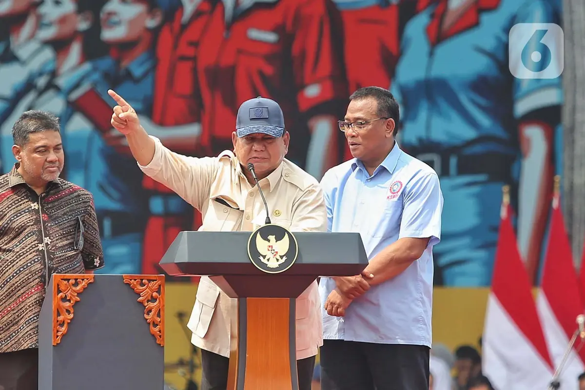 Momen Presiden Prabowo Hadiri Perayaan Hari Buruh Internasional di Monas
