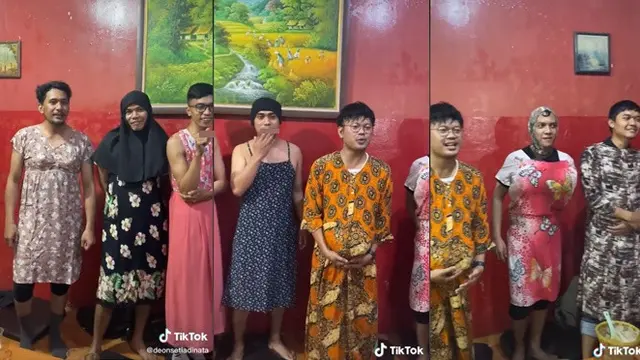 Bapak-Bapak Ini Kompak Pakai Daster di Acara Bukber, Aksinya Bikin Ngakak