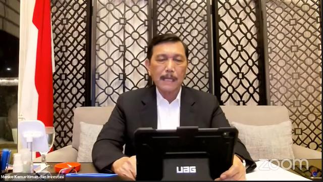Menteri Koordinator Bidang Kemaritiman dan Investasi Luhut Binsar Panjaitan dalam pengumuman Pemberlakuan Pembatasan Kegiatan Masyarakat (PPKM) pada Senin (23/8/2021).