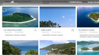 Tangkapan layar tawaran penjualan sejumlah pulau di situs online www.privateislandsonline.com.