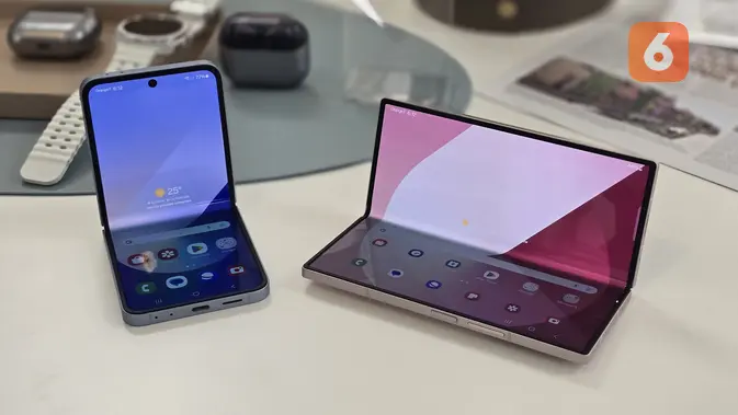 <p>Galaxy Z Fold 6 dan Galaxy Z Flip 6 yang baru diluncurkan di Samsung Unpacked 2024 di Paris, Prancis. (Liputan6.com/Agustin Setyo Wardani)</p>