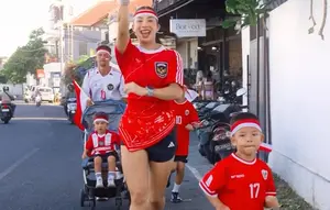 Jennifer Bachdim Ajak Anak Lari 1,78 Km Rayakan Kemerdekaan RI