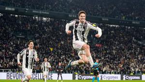 Pemain Juventus, Kenan Yildiz, melakukan selebrasi seusai membobol gawang Napoli pada lanjutan Liga Italia 2025/2026. (Fabio Ferrari/LaPresse via AP)