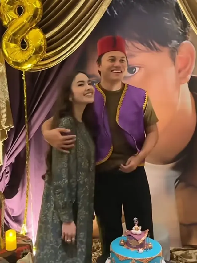 Mahalini saat Beri Kejutan Ulang Tahun Rizky Febian ke-28 pakai dress panjang. [@mahaliniraharja]