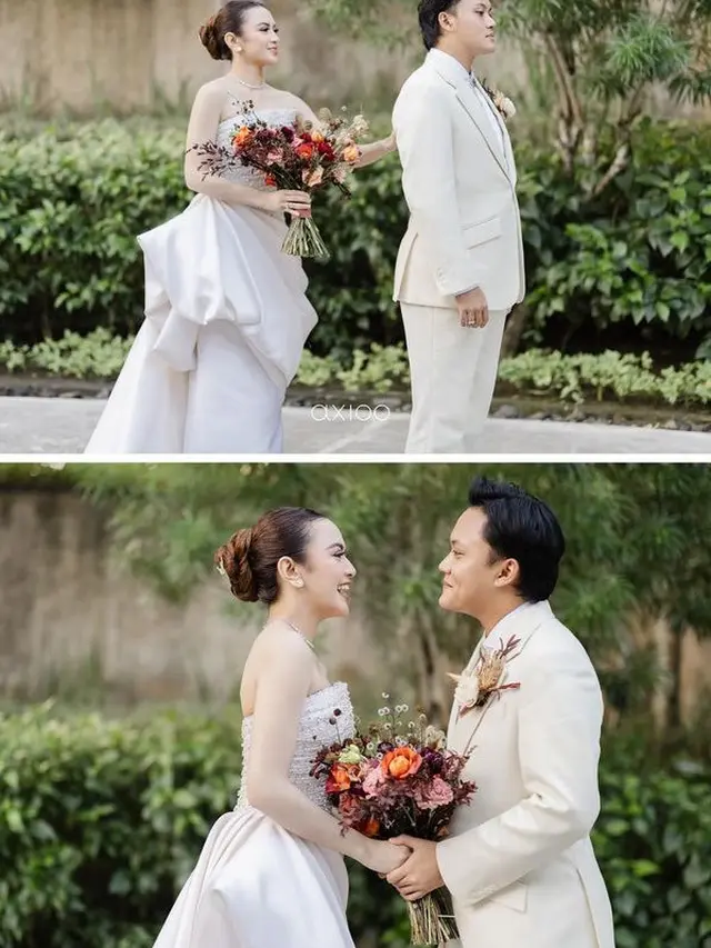 Potret acara First Kiss Wedding Rizky Febian dan Mahalini di Bali. [@axioo/williamliee/stevengun]