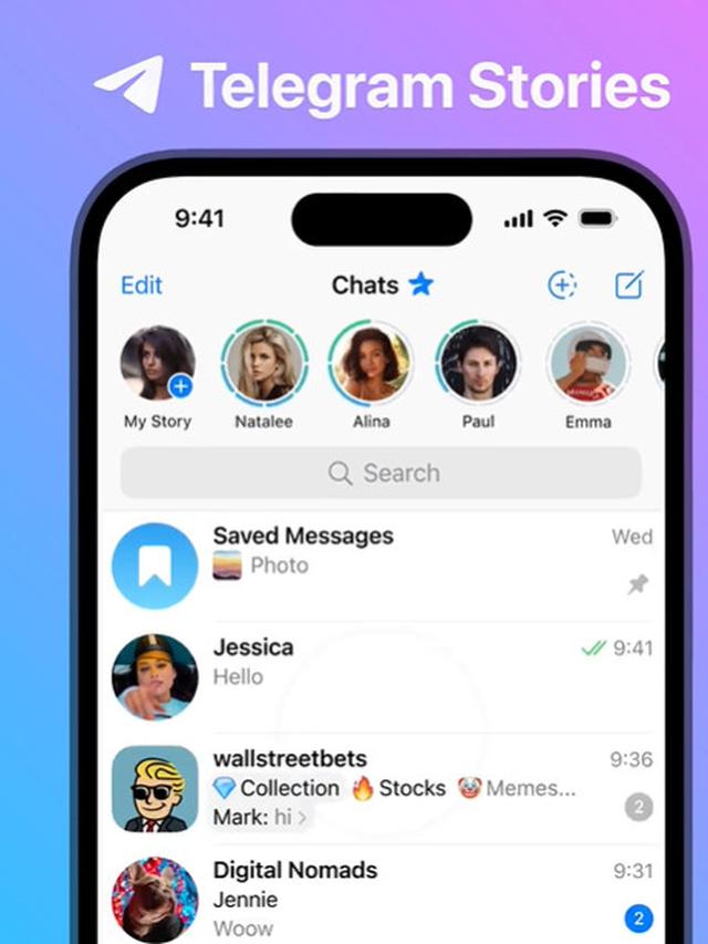 Tampilan Telegram Stories (Telegram)