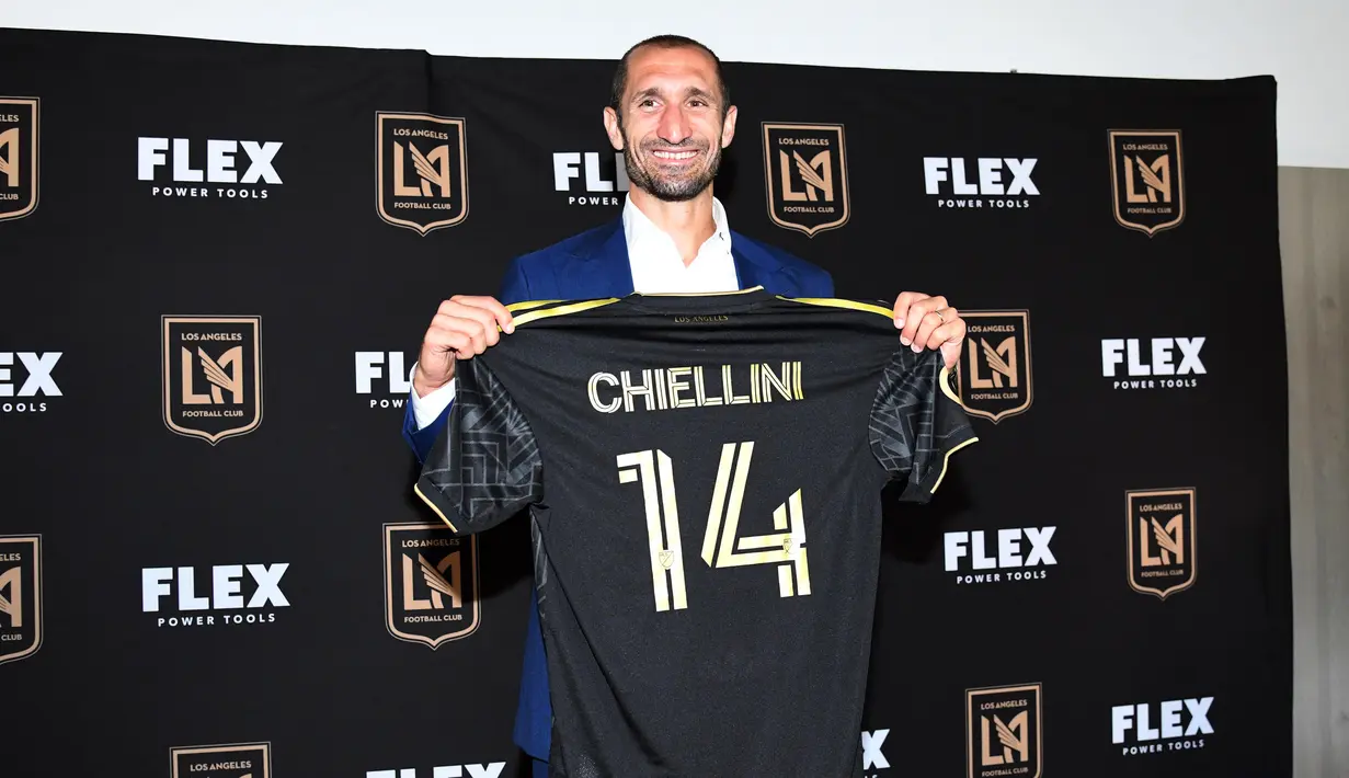 Setelah bertahun-tahun membela Juventus, Giorgio Chiellini kini hengkang ke Amerika Serikat untuk bergabung dengan Los Angeles FC. (Kevork Djansezian/Getty Images via AFP)