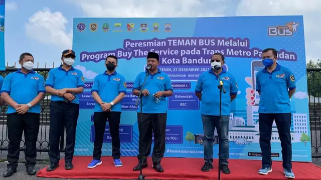 Kemenhub memperluas program Buy The Service (BTS) Teman Bus ke Jawa Barat. Mulai 27 Desember 2021, kehadiran bus yang dinamai Trans Metro Pasundang ini akan melayani masyarakat Bandung dan sekitarnya. (Dok Kemenhub)