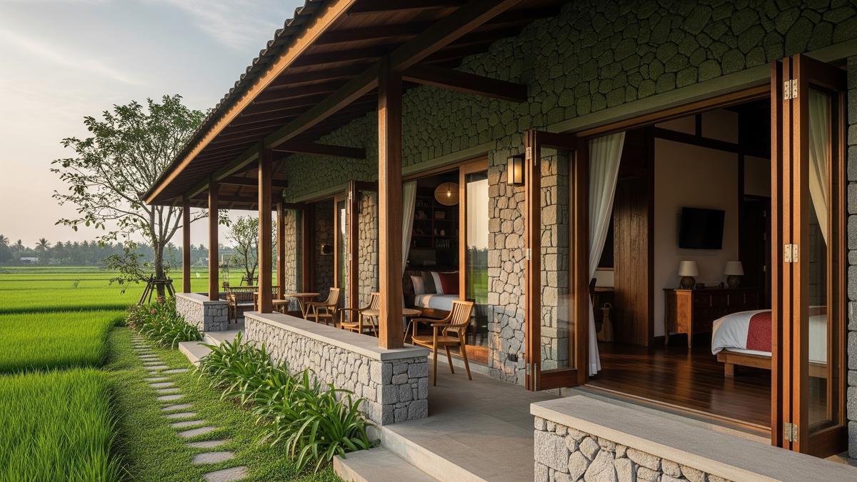 Desain Rumah Dekat Sawah yang Tetap Bersih Saat Musim Hujan, Nyaman dan Mudah Dirawat