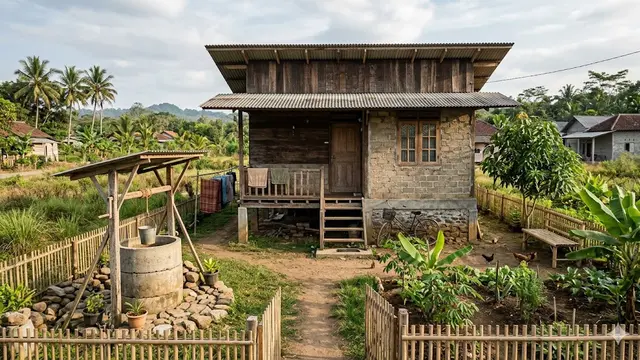 Desain Rumah di Desa Rp 50 Juta dengan Sumur di Belakang Rumah