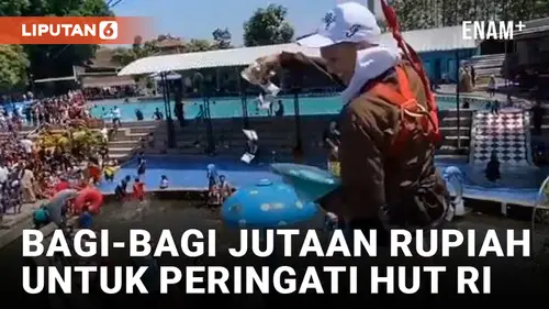 VIDEO: Peringati HUT RI, Umbul Pelem Klaten Bagikan Uang Jutaan Rupiah dari Wahana Flying Fox