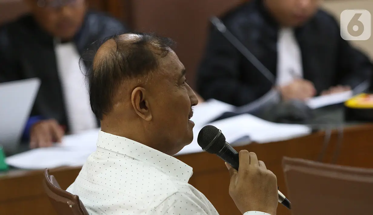 Terdakwa kasus korupsi proyek e-KTP Markus Nari menjalani sidang lanjutan di Pengadilan Tipikor, Jakarta, Senin (21/10/2019). Sidang tersebut beragendakan pemeriksaan terhadap terdakwa. (Liputan6.com/Herman Zakharia)