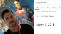 Henry Cavill dikabarkan meninggal dunia, ia merespon kabar hoax ini dengan sebuah unggahan instagram. (Foto: Instagram.com/henrycavill)
