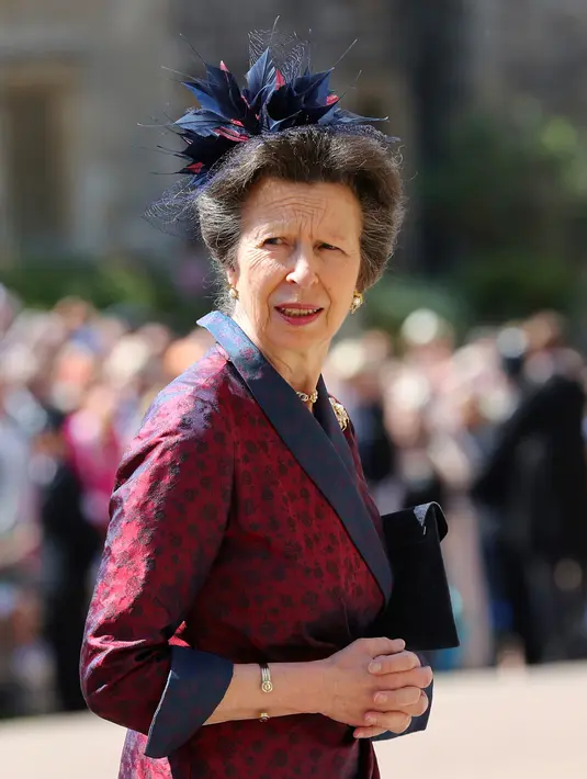 Putri Anne saat menghadiri upacara pernikahan Pangeran Harry dan Meghan Markle di St. George's Chapel, Windsor Castle, Windsor, dekat London, Inggris, Sabtu (19/5). (Gareth Fuller/pool photo via AP)