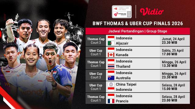 Thomas & Uber Cup akan segera dimulai minggu ini. Saksikan secara eksklusif hanya di Vidio.