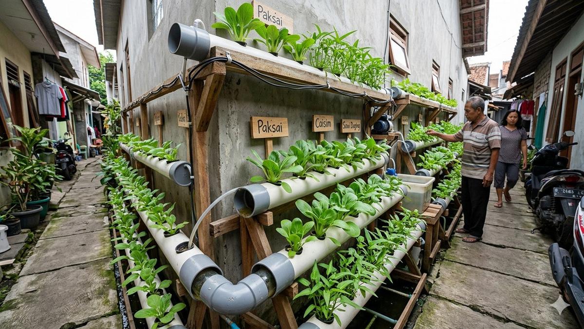 10 Hidroponik Sayur Mini di Gang Sempit dengan Rak Bertingkat, Hijaukan Lorong Rumah