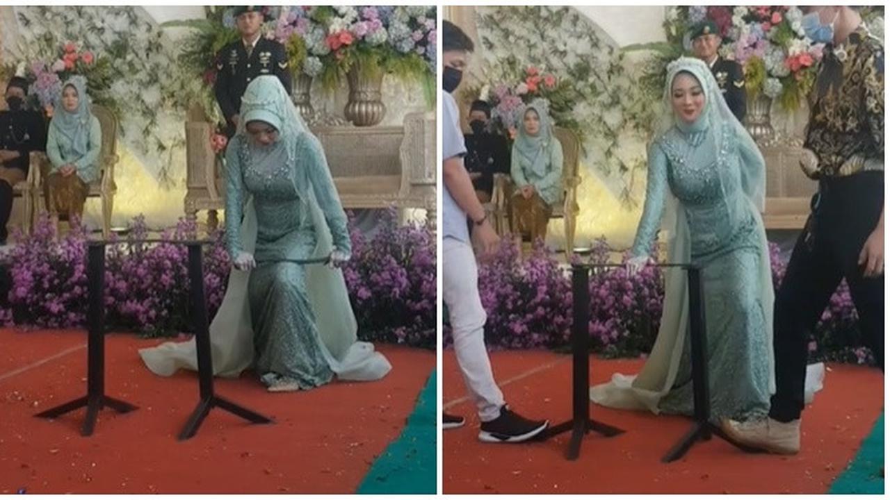 Viral Pengantin Wanita Beraksi Patahkan Besi di Acara Pernikahannya, Bikin Melongo