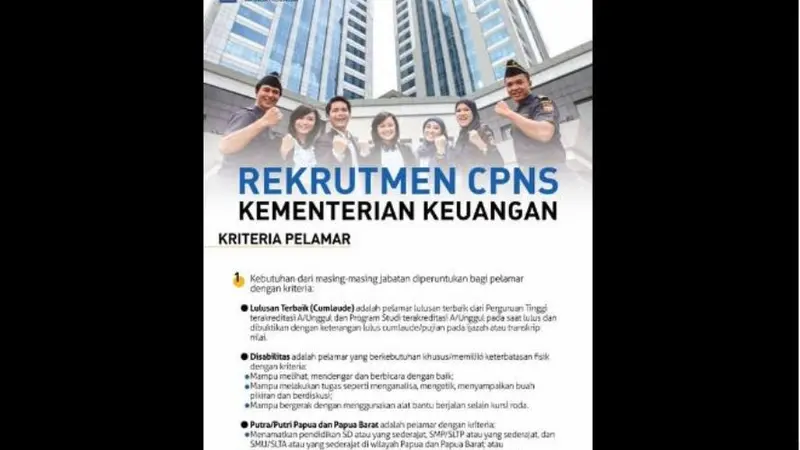 Lowongan CPNS 2017 di Kemenkeu, Begini Cara Mendaftarnya