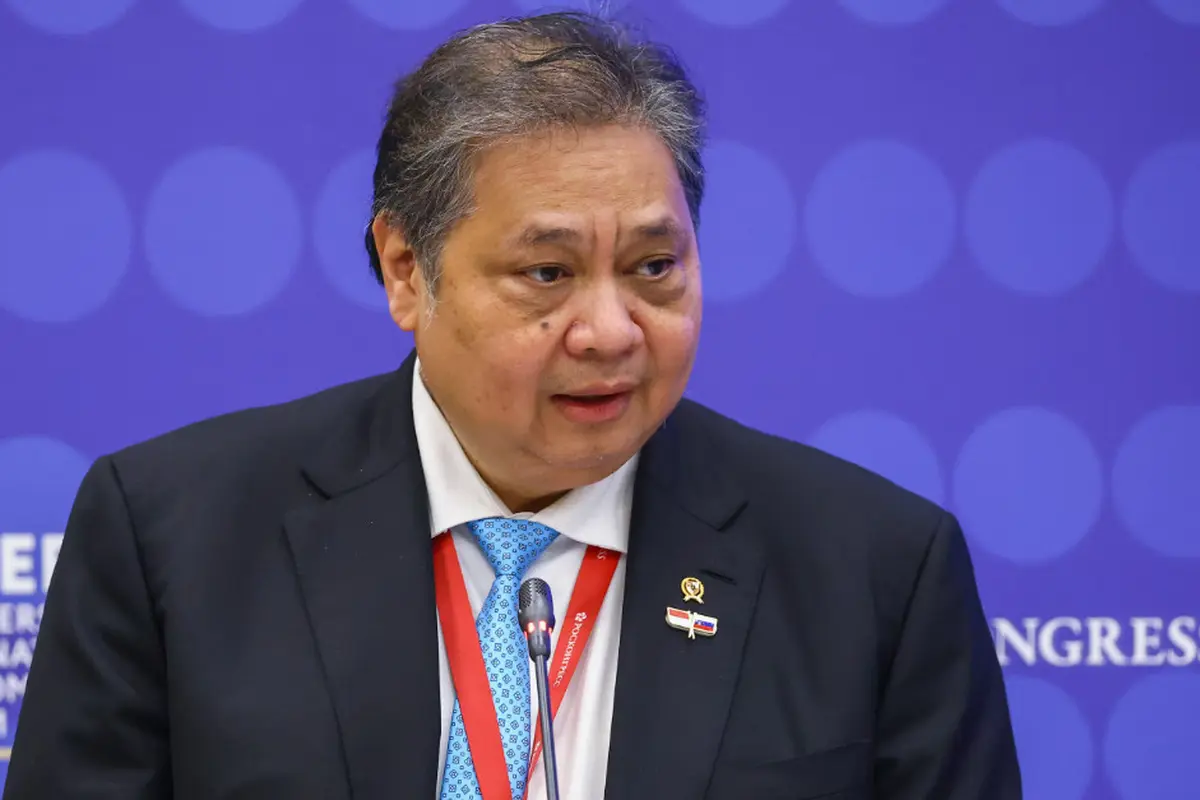 Menko Bidang Perekonomian Airlangga Hartarto saat kegiatan Rusia–Indonesia Business Dialogue 2025 yang merupakan bagian dari rangkaian kegiatan St. Petersburg International Economic Forum (SPIEF). (Foto: ekon.go.id)