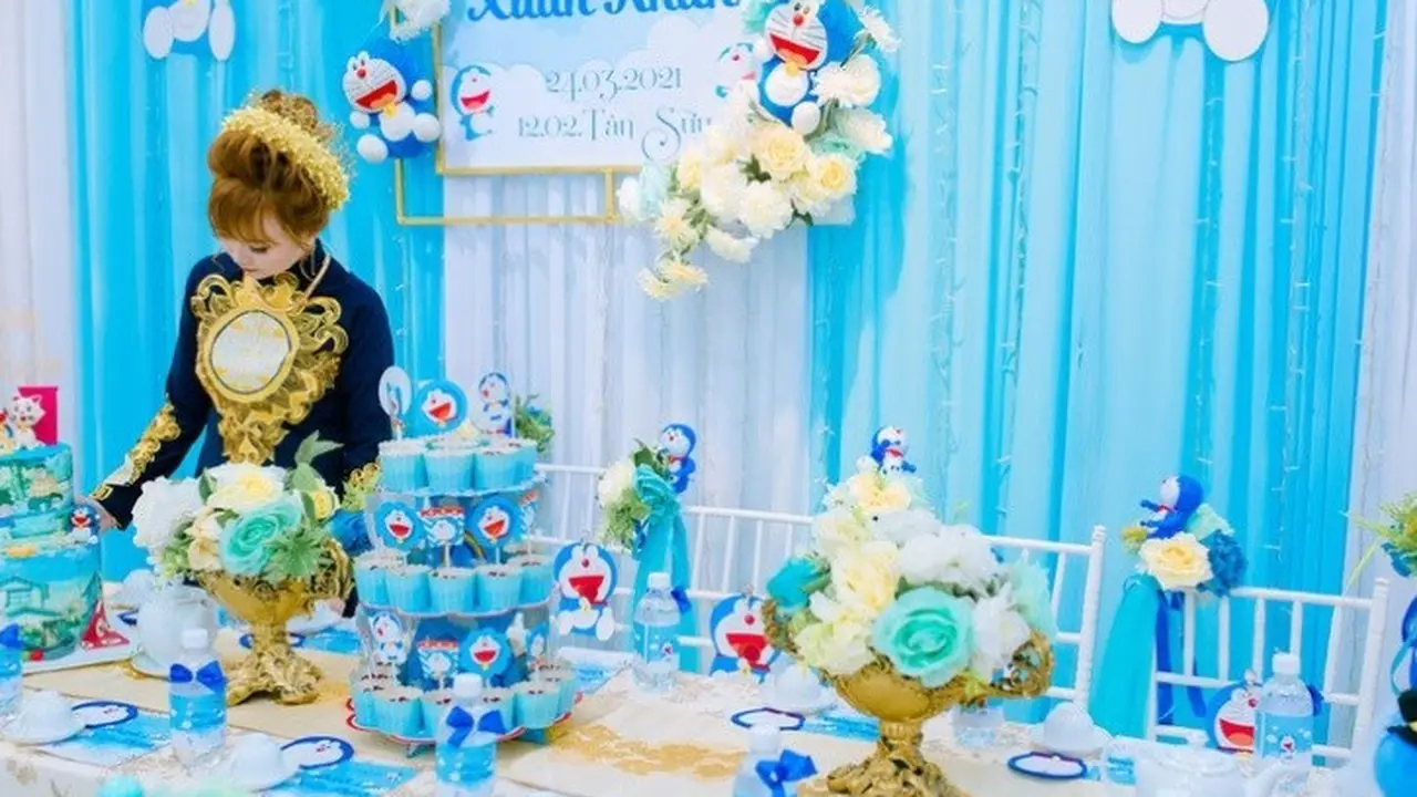 pesta tunangan dengan tema Doraemon
