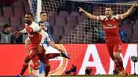 Arsenal meraih kemenangan 1-0 atas Napoli dalam laga leg kedua perempat final Liga Europa di Stadio San Paolo, Kamis (18/4/2019). (AFP/Andreas Solaro)
